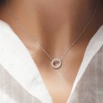 Collier zircone cubique cercle breloque argent